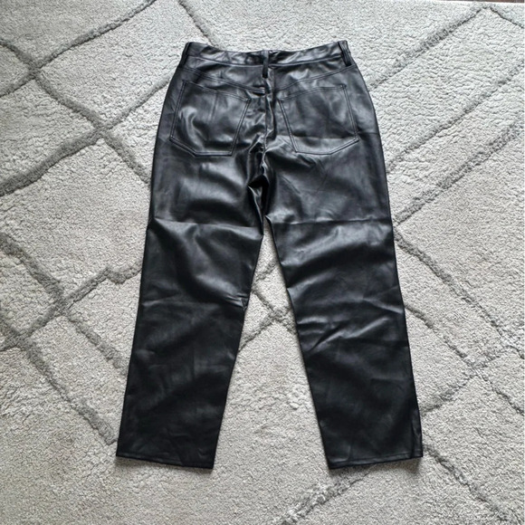 Madewell The Perfect High Waist Straight Leg Faux Leather Pants Black 32 - Picture 10 of 12